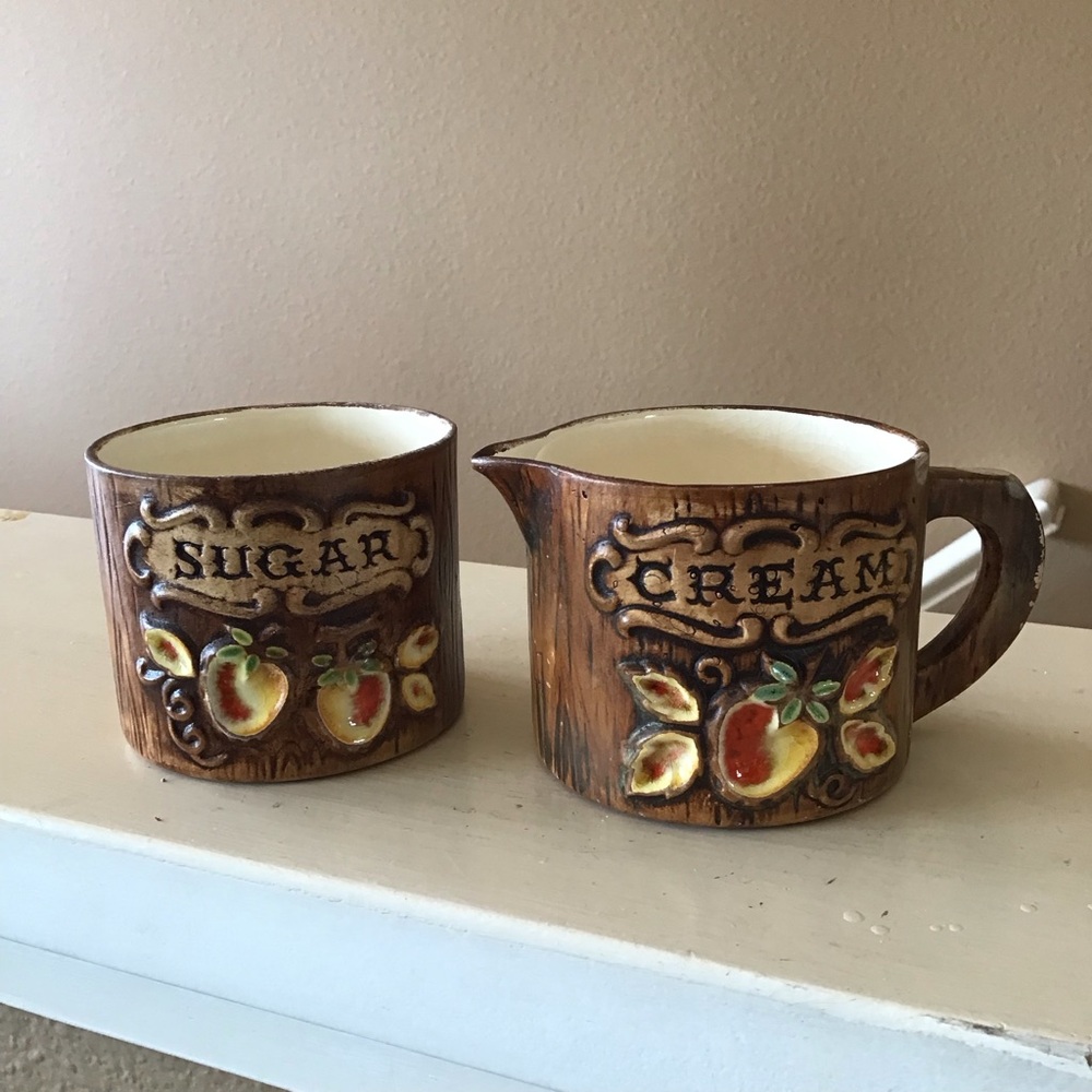 Vintage 1970s Treasure Craft Strawberry Cream & Sugar Set